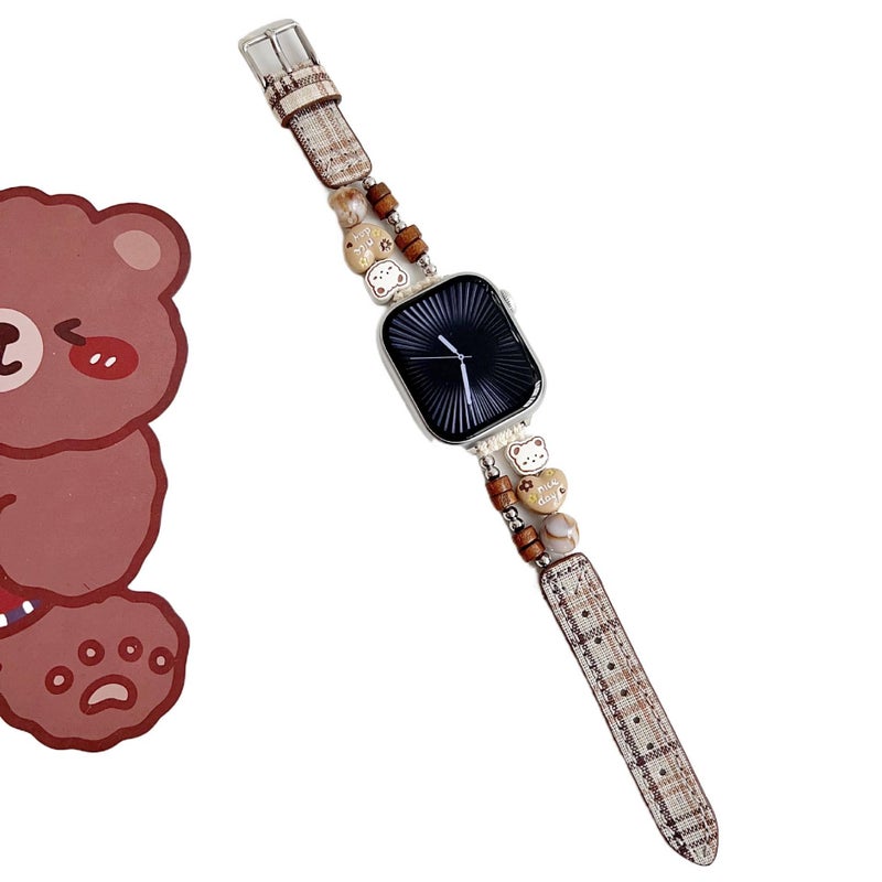 QX سوار ساعة ذكية سوار جلدي كلاسيكي متوافق مع Apple Watch بملاءمة قابلة للتعديل وحزام بديل للاستخدام اليومي باللون أبيض قابل للتعديل باللون الأبيض - Image 5