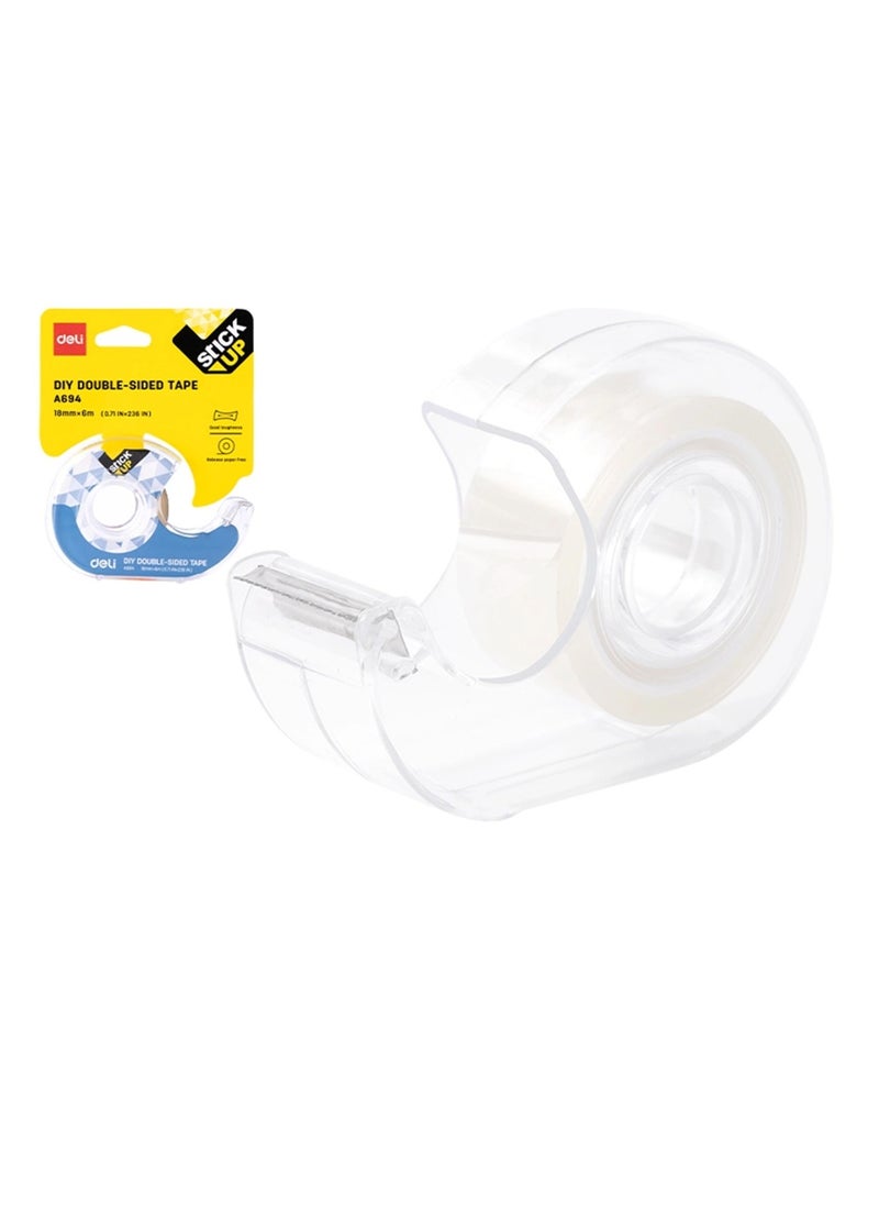 Deli 1-Piece DIY Double Sided Tape With Dispenser 18mm Width 6 Meter Length  - Image 2