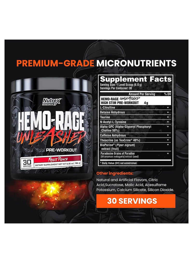 نورتكس ريسيرش هيمو-ريج أنليشد قبل التمرين - نكهة الفواكه (180 جرام) 6.35 أونصة - 30 جرعة - Image 2
