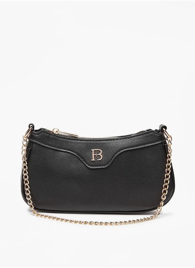 Flora Bella By Shoexpress Textured Shoulder Bag with Zip Closure and Chain Strap