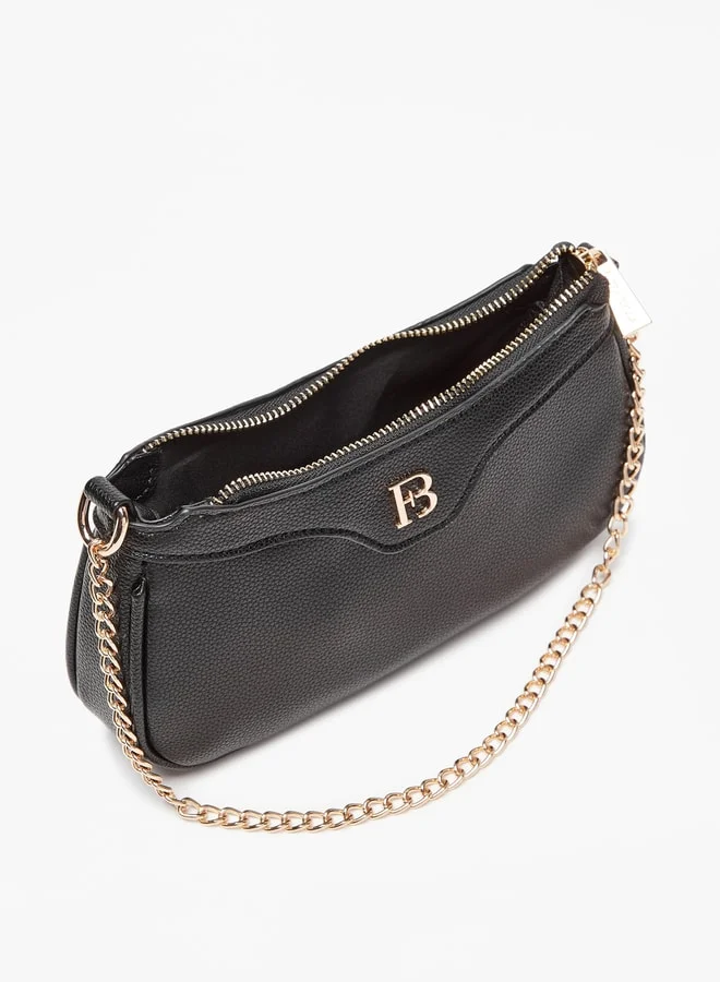 Flora Bella By Shoexpress Textured Shoulder Bag with Zip Closure and Chain Strap