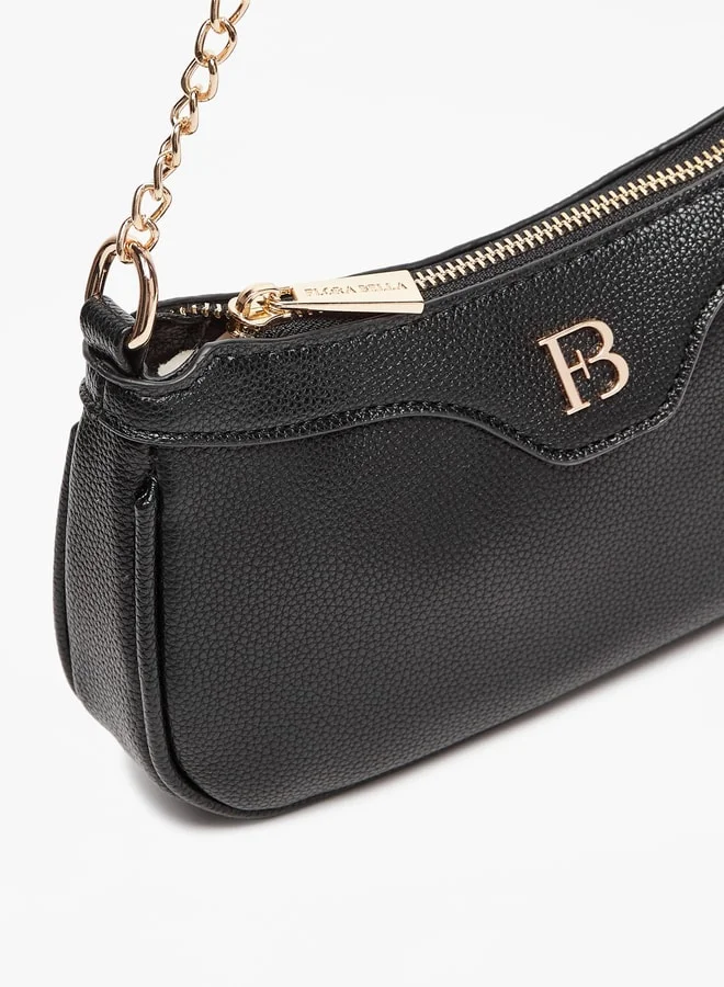 Flora Bella By Shoexpress Textured Shoulder Bag with Zip Closure and Chain Strap
