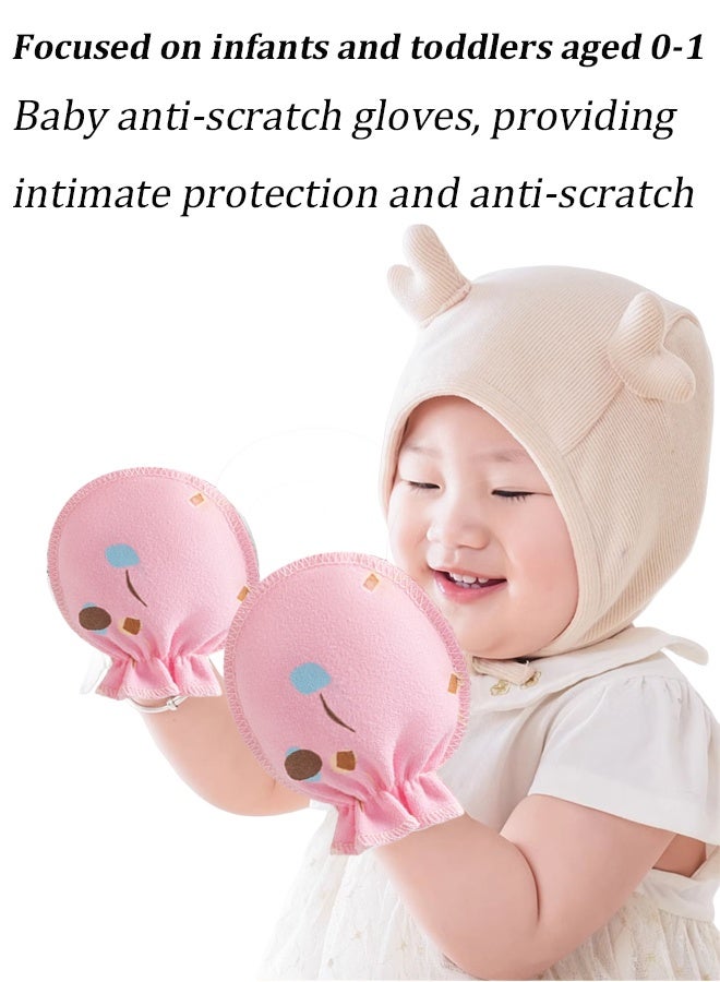 Vinnatsu Baby Mittens Newborn Baby Anti-Scratch Gloves Anti-scratch Face Gloves Elastic Adjustable Cotton Breathable Scratch-Resistant Gloves, Suitable For Boys And Girls 0-12 Months Pink - Image 2
