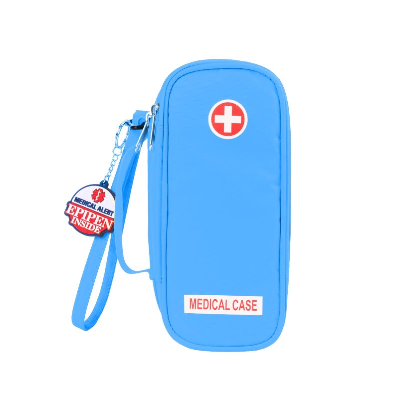 Jayour EpiPen Medical Carrying Case Insulated Travel Medication Organizer Bag Emergency Medical Pouch Fits 2 EpiPens Asthma Inhaler AntiHistamine AuviQ Allergy Medicine Essentials Blue