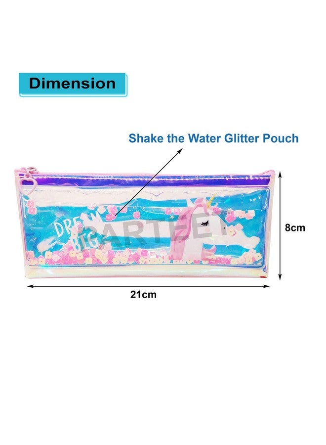 PARTEET Cute Water Glitter Pencil Pouch for Stationery and Makeup Accessories(1Pc)(Assorted Color) - Image 4