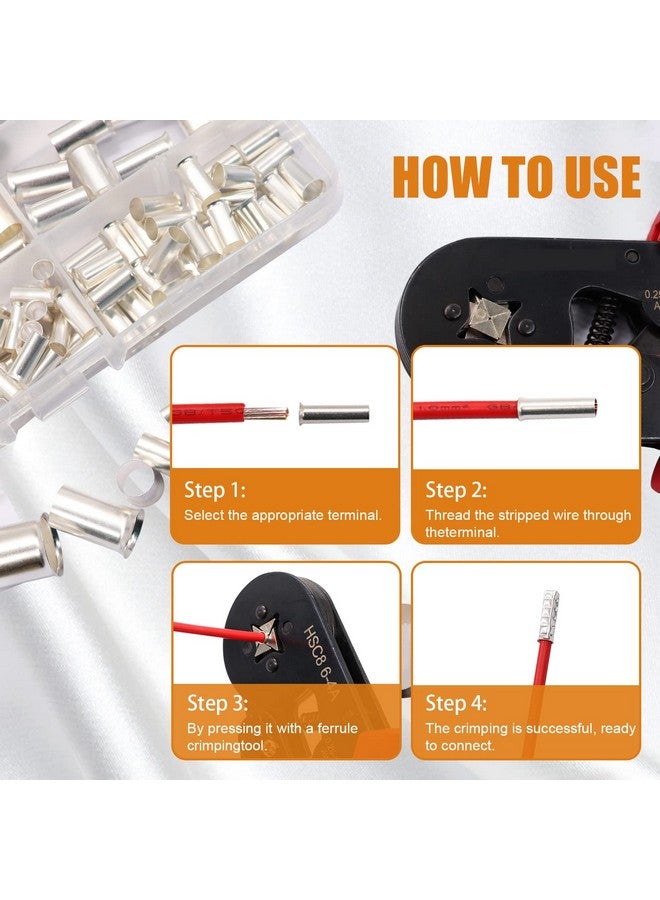 mankk 166 Pcs Wire Ferrules Kits Silver Plated Copper Crimp Terminal Connector 8 Sizes AWG (1/0 2/0 2 4 6 8 10 12) Sleeves Insulated Cord Pin End Terminal M-020 - Image 5