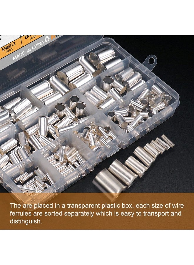 mankk 166 Pcs Wire Ferrules Kits Silver Plated Copper Crimp Terminal Connector 8 Sizes AWG (1/0 2/0 2 4 6 8 10 12) Sleeves Insulated Cord Pin End Terminal M-020 - Image 3