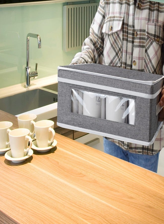 homyfort Mug Storage Box, China Storage Containers Organizer Hard Shell with Dividers for 12 Coffee Mugs, Tea Cup, Moving & Packing (Grey) - Image 4
