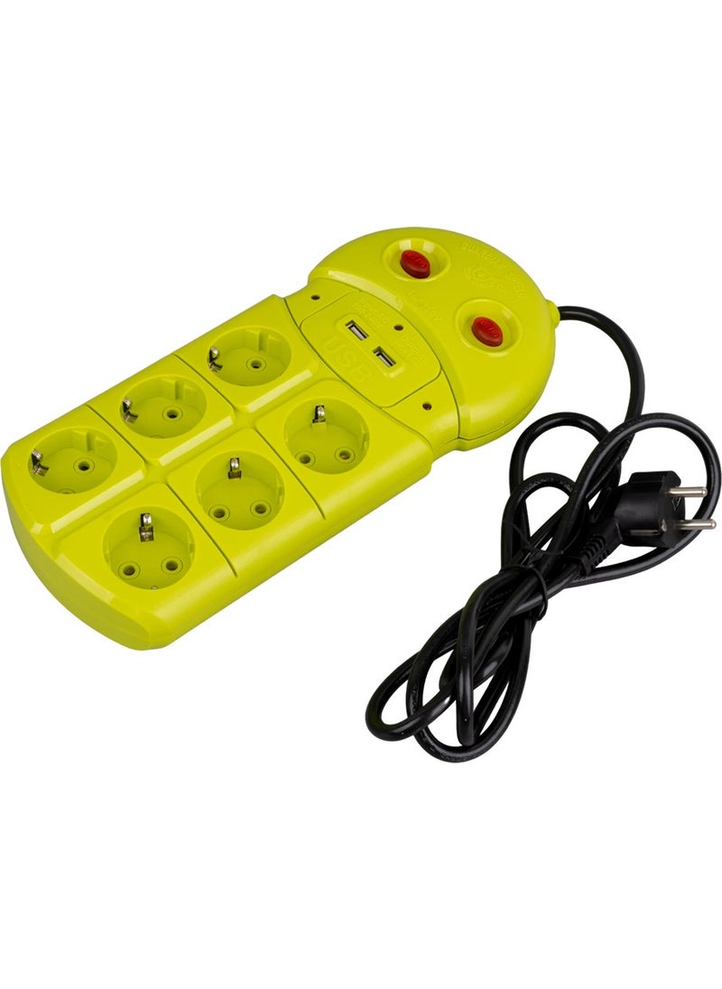 BYR Vea VE-970USB 6 Way 2 USB 1.5 Meter Group Socket [ tek]  - Image 3