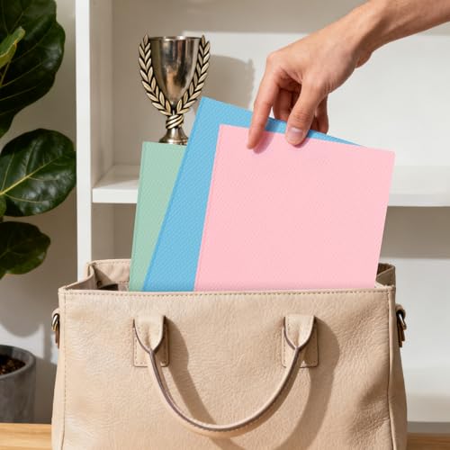 EEHZTSI 6-Pack Plastic andPockets and Prongs,2-Pocket and3 Fasteners, Pastel Folders Holds US Letter Size Paper for School/Office/Home, Pink - Image 5
