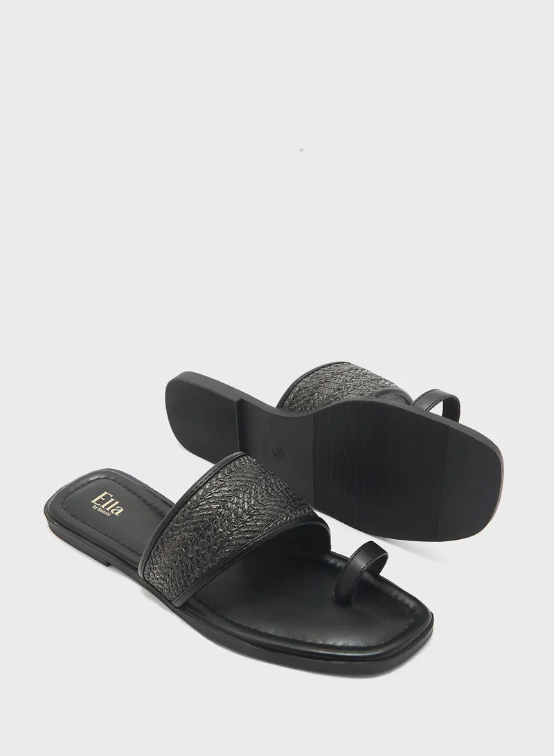 ELLA Raffia Flat Sandal