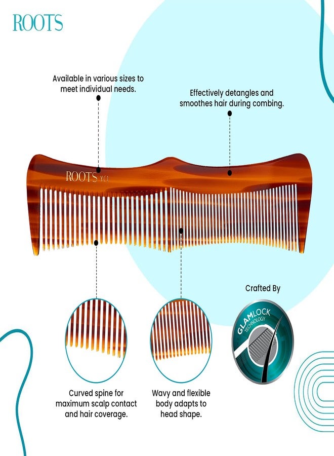 ROOTS Yoga Hair Comb | Dual Teeth For Styling & Detangling | Rounded Teeth prevent Hair & Scalp damage | For Women with Straight, Long & Wavy Hair | Wet & Dry use | Length - 7.4 Inch | Model No - YC1 - Image 3