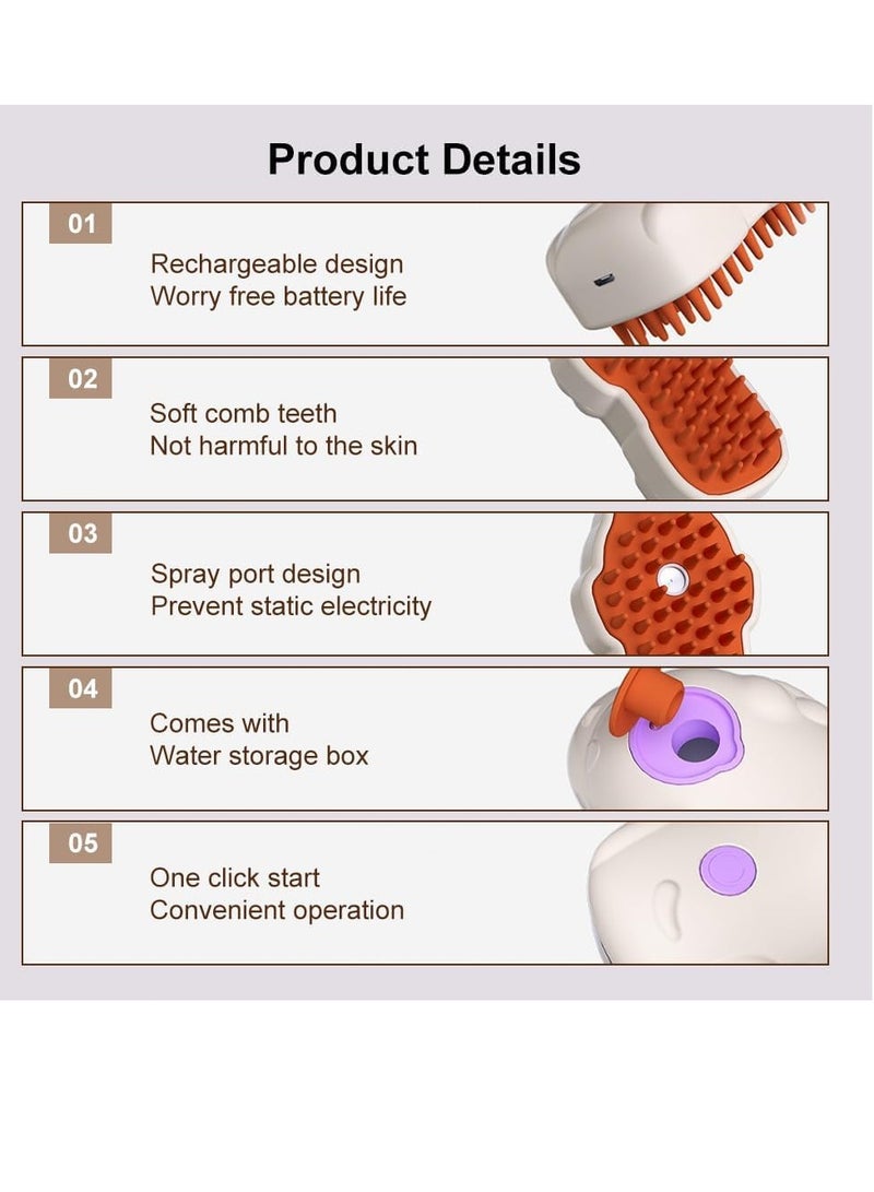 BIGTHREE Cat Steam Brush, 3 In 1 Electric Spray Cat Hair Brushes for Massage, Pet Grooming Comb Cat Steamer Brush for Massage, Steam Pet Brush for Removing Tangled and Loose Hair - Image 4