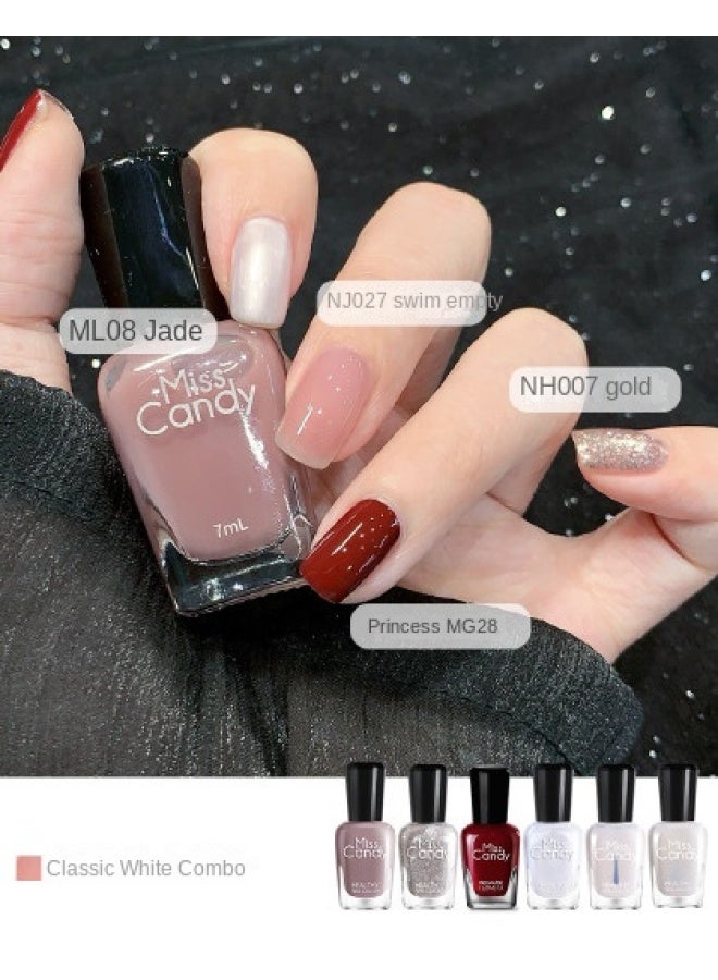 Miss Candy Pack Set】healthy Nail Polish, No Uv Light Needed, Long-lasting Peelable Nail Varnish, Whitening Effect Manicure Kit, Beginner-friendly Gift - Image 2