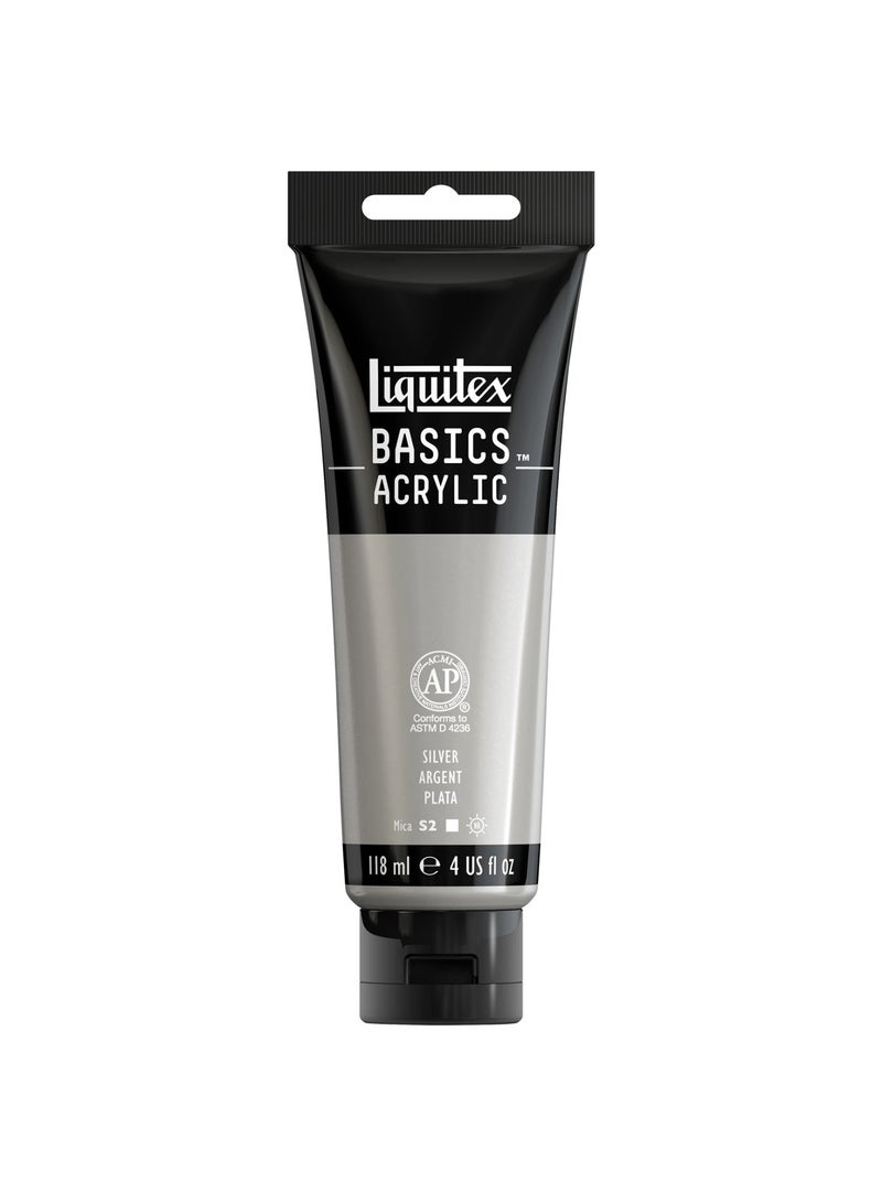 Liquitex Basics Acrylic Colour Paint Tube 118ml Content Silver Row - Image 1