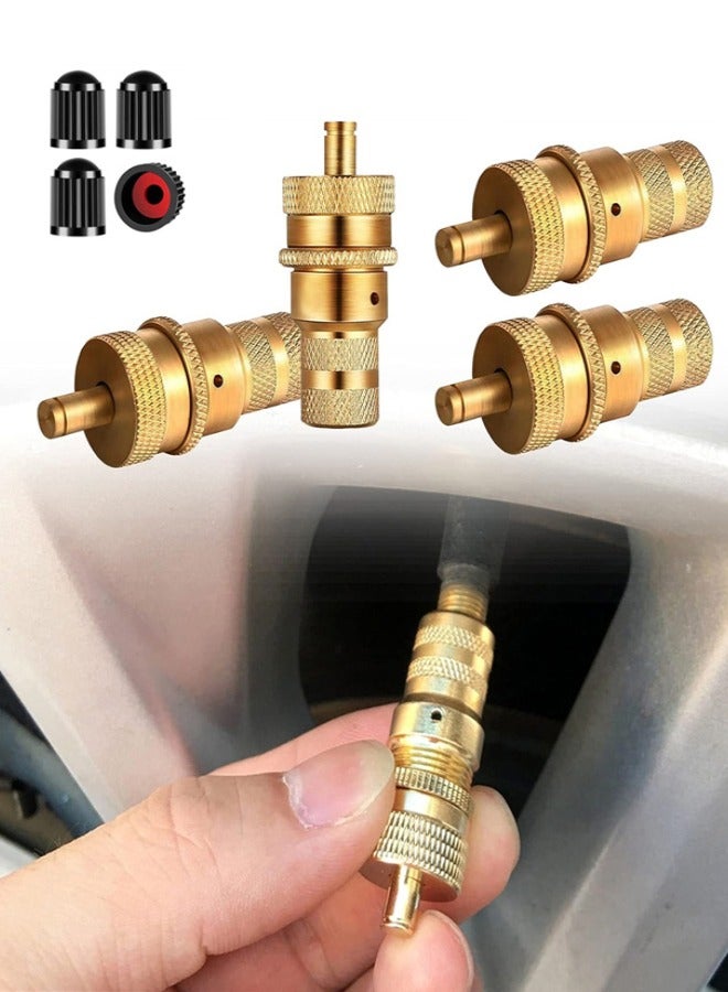 Car Air Tire Deflators Kit, Automatic Tire Deflators Kit, 6-30 PSI Adjustable Tire Deflator Valve with Bag, Air Down Tire Deflators Offroad Accessories with 4 Valve Stem Caps for Jeep Car Motorcycle - Image 1