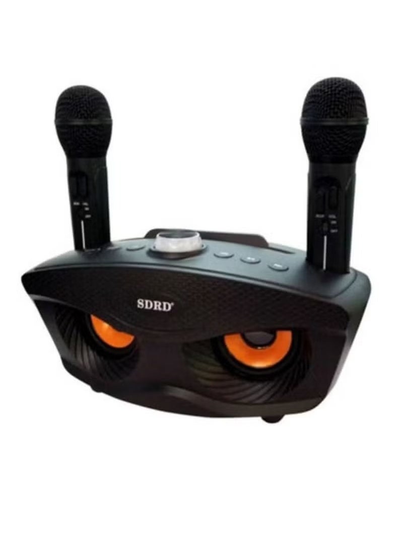 SDRD Portable Karaoke Machine Bluetooth Speaker with Dual Wireless Microphones, Rechargeable Party Speaker, LED Light, USB, TF Card, AUX Input, High-Quality Sound for Kids, Adults, Birthday, Home & Outdoor Gatherings – SD-306 - Image 1