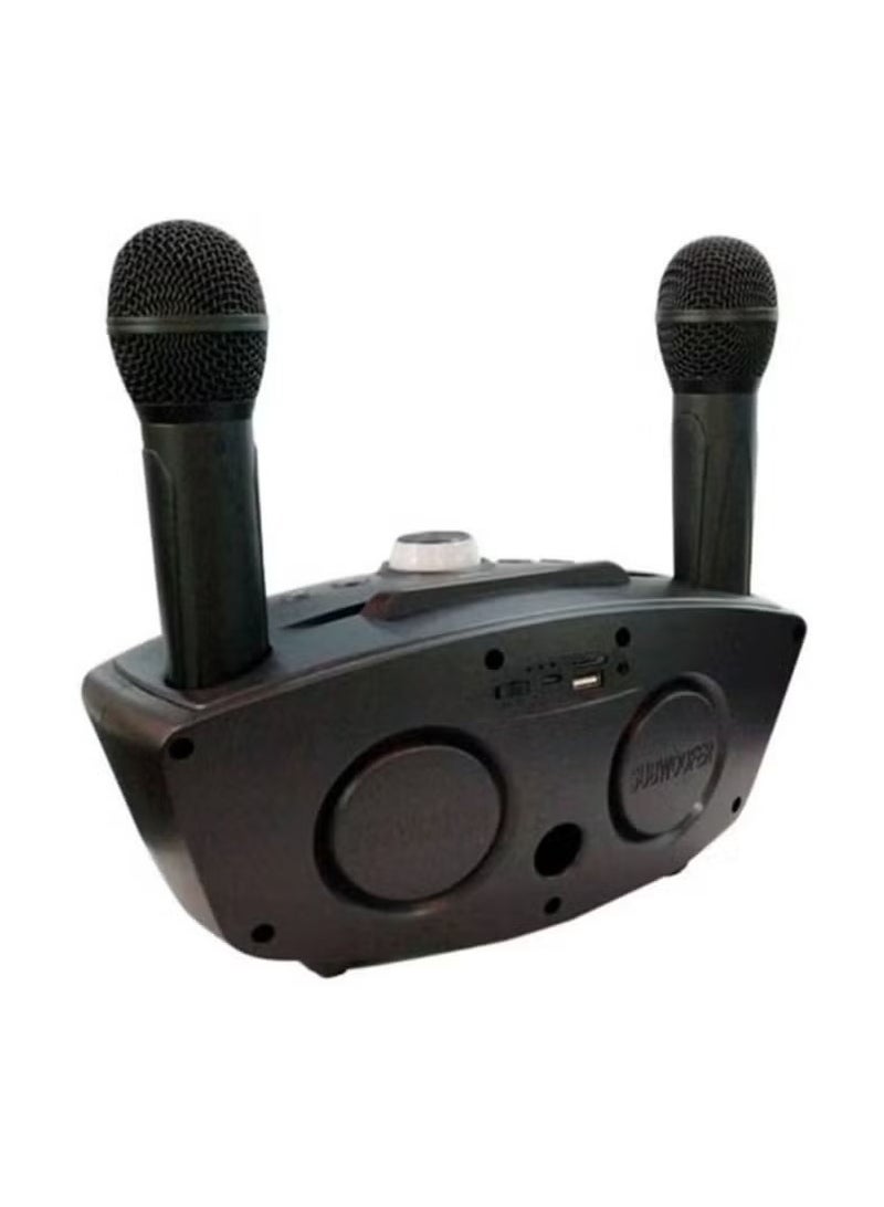 SDRD Portable Karaoke Machine Bluetooth Speaker with Dual Wireless Microphones, Rechargeable Party Speaker, LED Light, USB, TF Card, AUX Input, High-Quality Sound for Kids, Adults, Birthday, Home & Outdoor Gatherings – SD-306 - Image 3