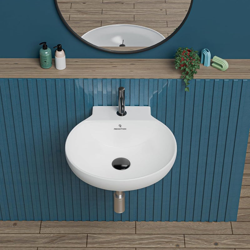 REMOTION Ceramic Wall Hung Corner Wash Basin for Bathroom Wall Mounted Corner Sink SpaceSaving Durable Stylish Design 12 x 12 x 5 Inch White - Image 4