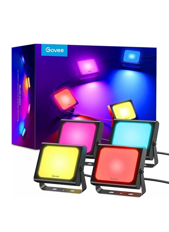 Govee 4-Pack Outdoor Flood Lights Decorations Outdoor 2200-6500K Dimmable RGBIC Warm White And Daylight Smart WiFi APP Control Work With Alexa IP65 Water-Resistant For Garden Lawn  - Image 2