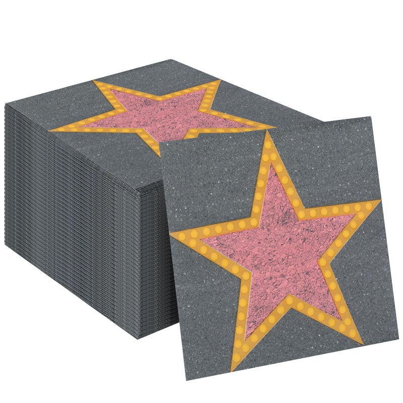 Feifeiya 60 Pcs Movie Star Cocktail Paper Napkins 6.5 x 6.5 Inches Disposable Paper Napkins Dessert Beverage Napkin for Decoupage Luncheon Napkin for Theme Party Wedding Birthday Party - Image 1