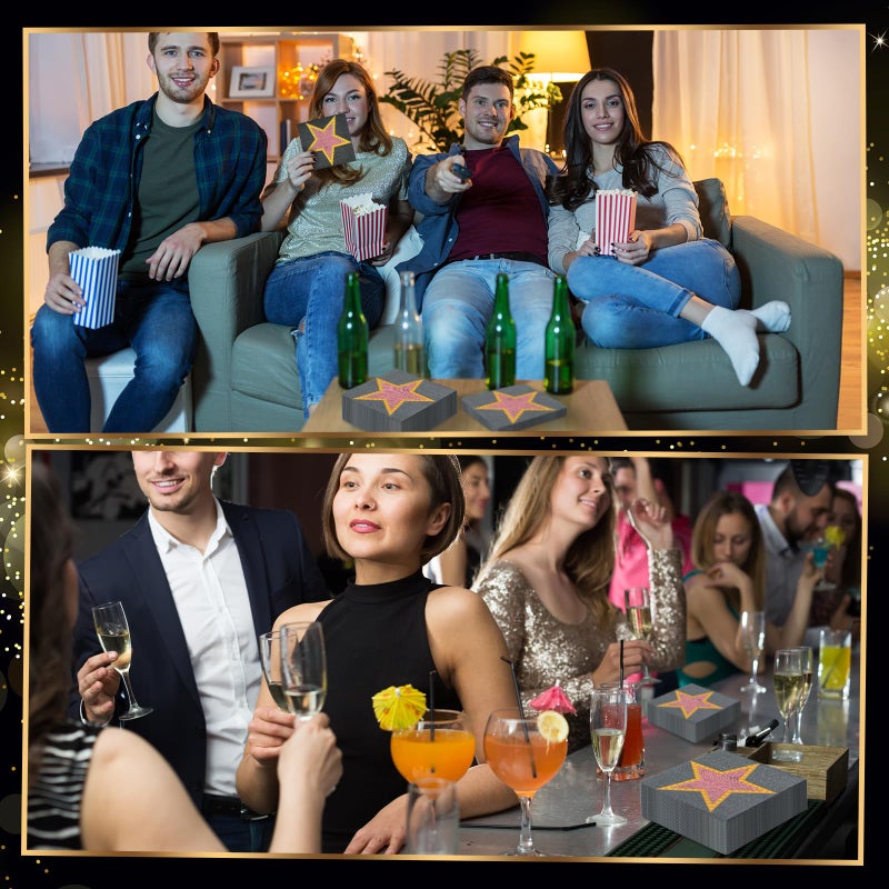 Feifeiya 60 Pcs Movie Star Cocktail Paper Napkins 6.5 x 6.5 Inches Disposable Paper Napkins Dessert Beverage Napkin for Decoupage Luncheon Napkin for Theme Party Wedding Birthday Party - Image 5