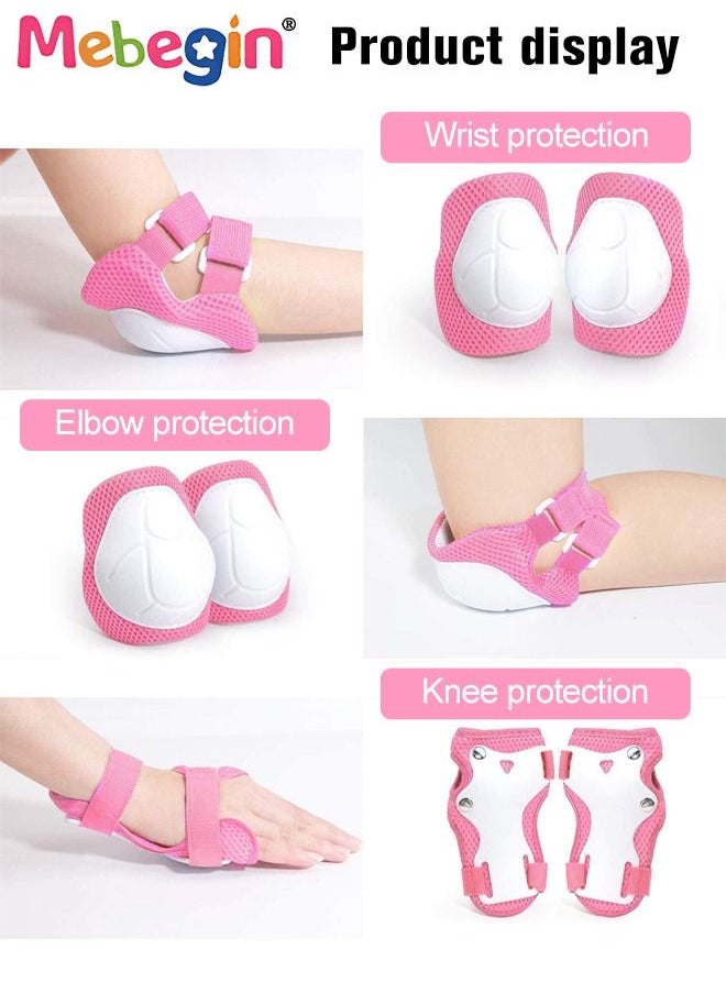 MEBEGIN - 7 Pcs Multi-Sport Protective Gear Set with Adjustable Helmet Knee and Elbow Pads Wrist Guards fit for Multi Sports Scooter, Skateboarding, Biking, Roller Skating Pink - Image 1