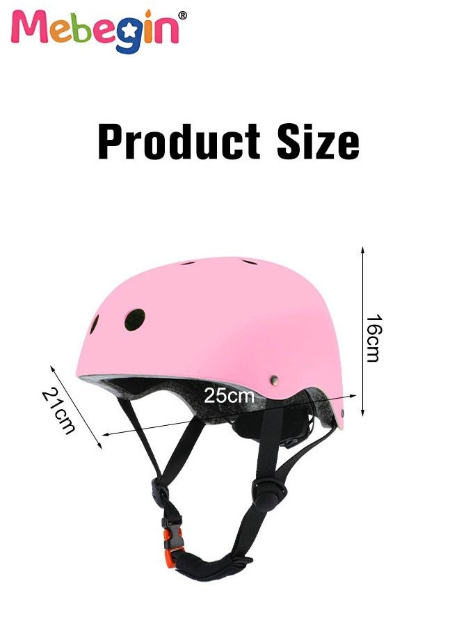 MEBEGIN - 7 Pcs Multi-Sport Protective Gear Set with Adjustable Helmet Knee and Elbow Pads Wrist Guards fit for Multi Sports Scooter, Skateboarding, Biking, Roller Skating Pink - Image 1