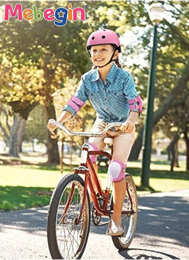 MEBEGIN - 7 Pcs Multi-Sport Protective Gear Set with Adjustable Helmet Knee and Elbow Pads Wrist Guards fit for Multi Sports Scooter, Skateboarding, Biking, Roller Skating Pink - Image 1