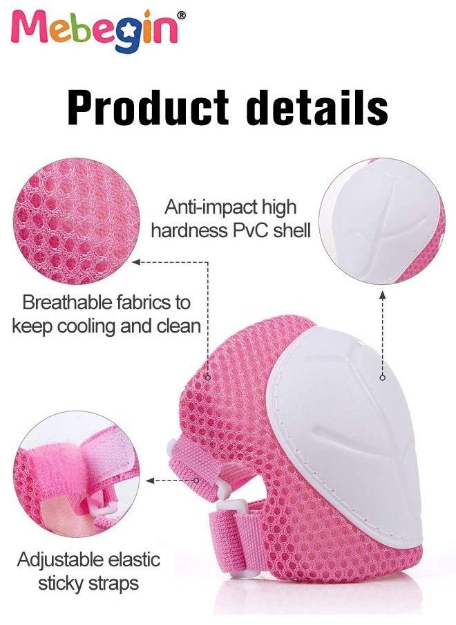 MEBEGIN - 7 Pcs Multi-Sport Protective Gear Set with Adjustable Helmet Knee and Elbow Pads Wrist Guards fit for Multi Sports Scooter, Skateboarding, Biking, Roller Skating Pink - Image 1