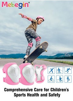 MEBEGIN 7 Pcs Multi-Sport Protective Gear Set with Adjustable Helmet Knee and Elbow Pads Wrist Guards fit for Multi Sports Scooter, Skateboarding, Biking, Roller Skating Pink  - Image 2