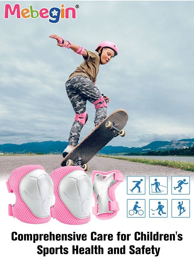 MEBEGIN - 7 Pcs Multi-Sport Protective Gear Set with Adjustable Helmet Knee and Elbow Pads Wrist Guards fit for Multi Sports Scooter, Skateboarding, Biking, Roller Skating Pink - Image 1