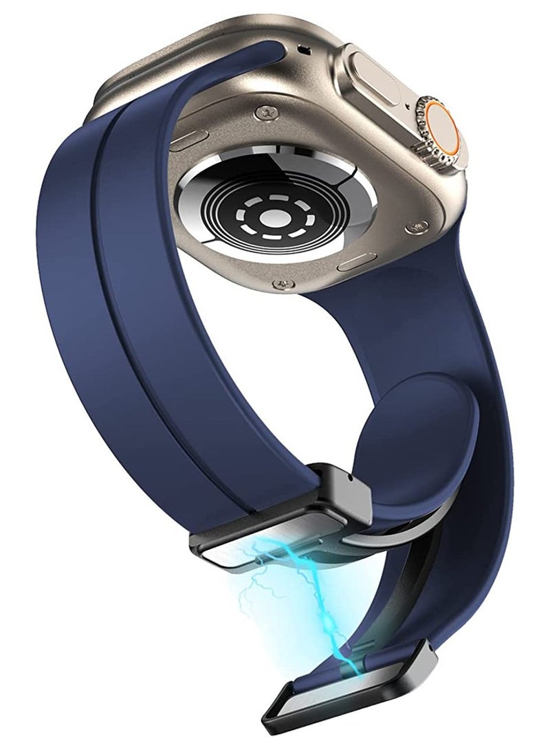 DUSALA Soft Silicone Watch Band with Magnetic Buckle Sport Watch Strap for Apple Watch Ultra 49mm/46mm/45mm/44mm/42mm Compatible with iWatch Ultra 2/1 Series 10/9/8/7/6/5/4/3/2/1/SE - Image 3