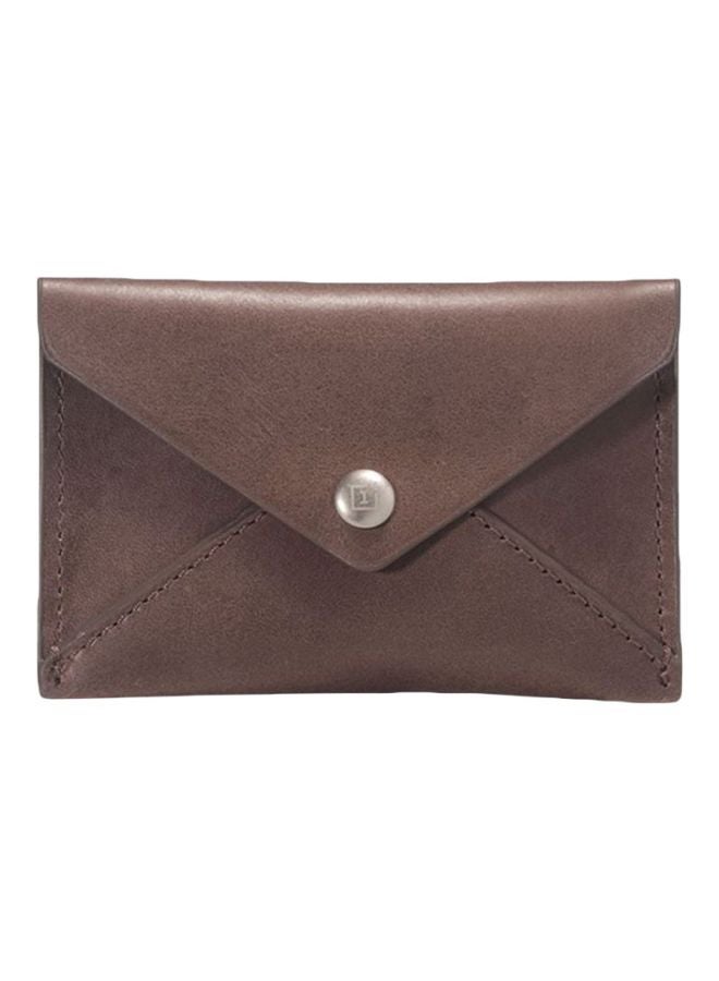 Leather Mini Card Holder Brown