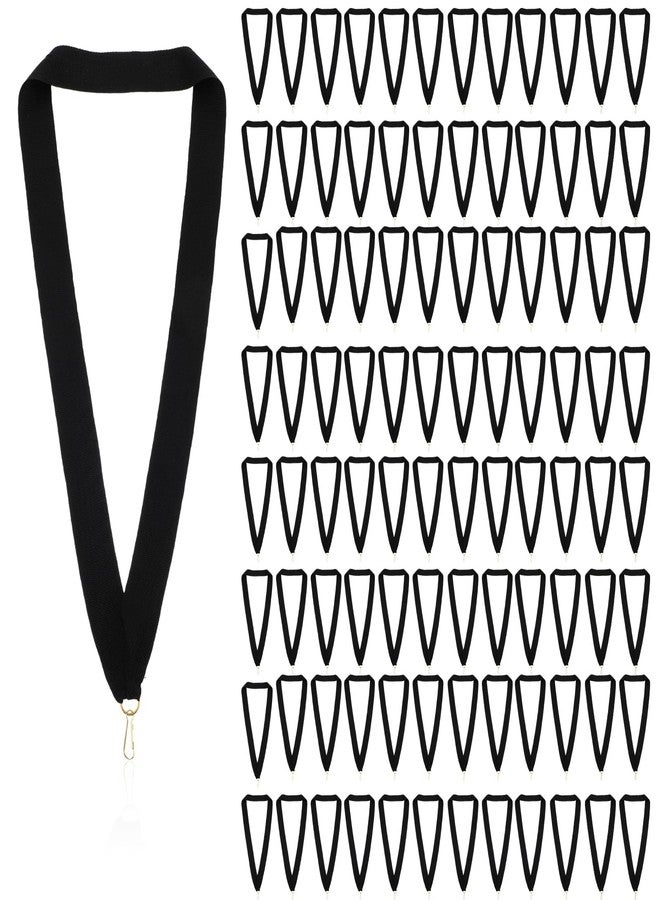 AojSup 100 Pcs Medal Ribbons Award Neck Ribbon with Snap Clips, 32" Neck Ribbons for Medals, Black Medal Lanyards for Awards, Durable Polyester Ribbon for Competitions Sports Party Achievement - Image 1