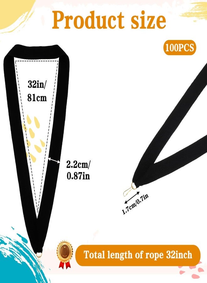 AojSup 100 Pcs Medal Ribbons Award Neck Ribbon with Snap Clips, 32" Neck Ribbons for Medals, Black Medal Lanyards for Awards, Durable Polyester Ribbon for Competitions Sports Party Achievement - Image 2