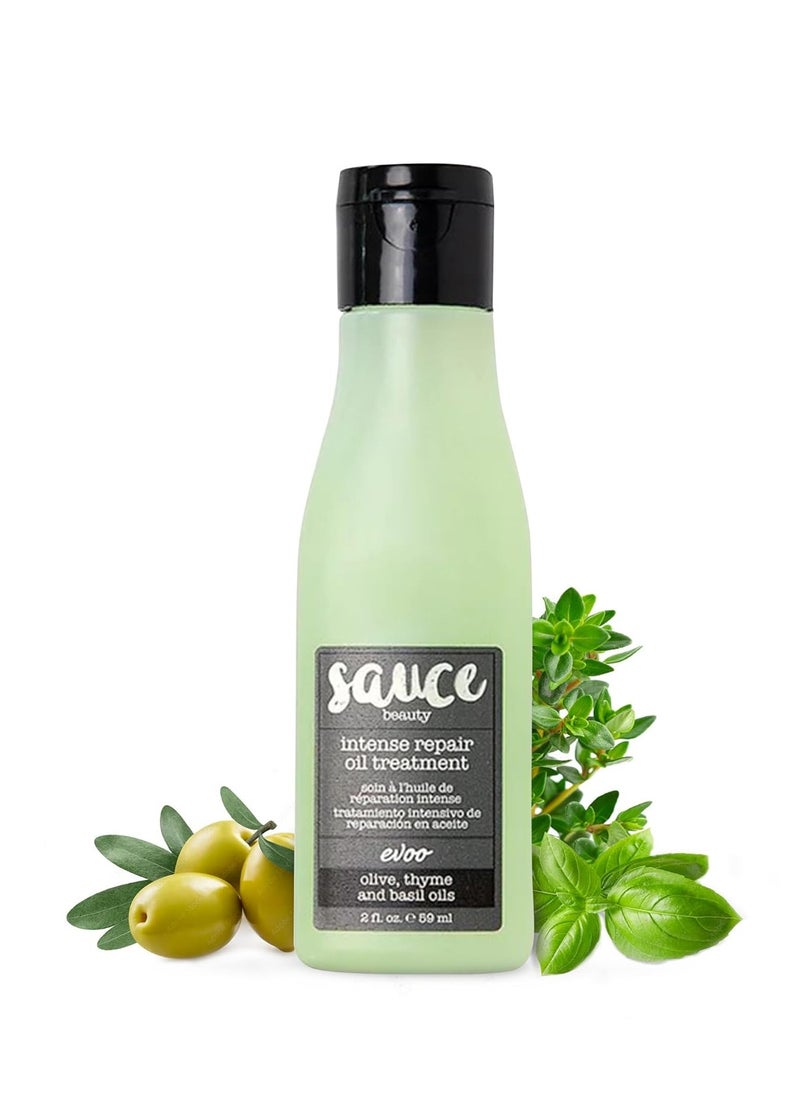Sauce Beauty - SAUCE BEAUTY Intense Repair Olive Oil Treatment - Hair Oil for Curly Hair w/Olive, Thyme & Basil Oils - 2 Fl Oz Hair Oil for Damaged Hair & Split Ends (EVOO) - Image 1