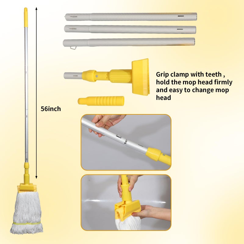 Midoneat Mop Bucket with Wringer, 22 Qt (5.5 Gallon), Handle, Wheels,Floor Cleaning, 16.5" L x 10.6" W x 26.4" H, Yellow,Add One Cotton Mop - Image 5