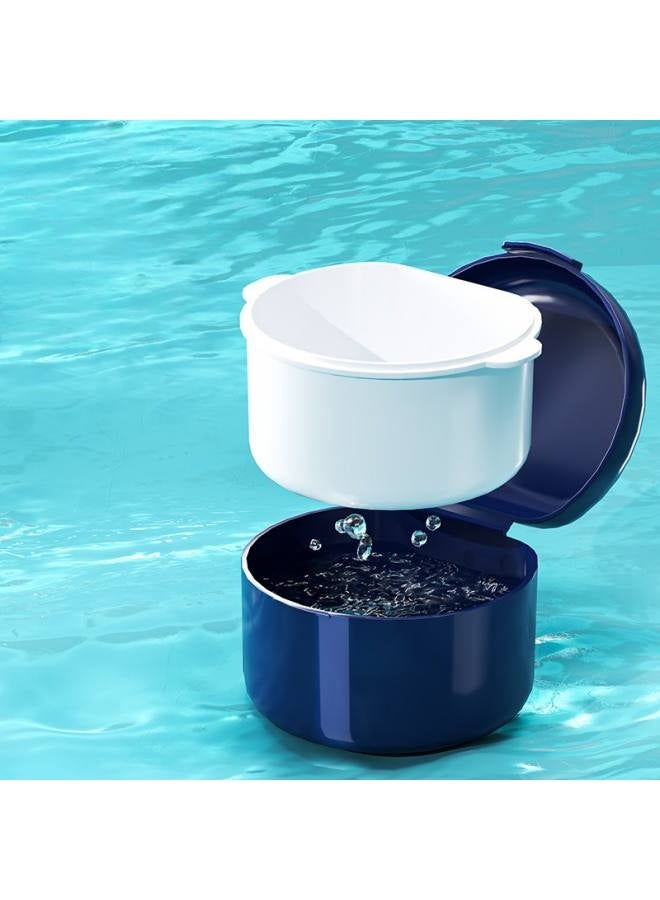 2 PCS Denture Case Dental Mouthguard Case, Denture Bath Box Cleaning with Strainer Basket and Lid Waterproof,Cute Denture Holder Retainer Storage Soak Container for Travel - Image 2