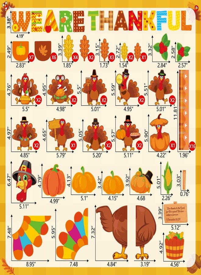 80UncleKimby Thanksgiving Fall Bulletin Board Decorations - Turkey and Pumpkin “We are Thankful” Paper Cutouts Set for School, Classroom, Autumn Wall Door - Image 4
