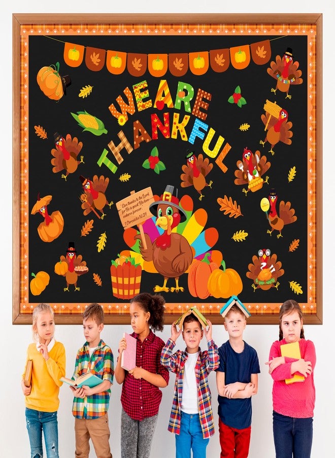 80UncleKimby Thanksgiving Fall Bulletin Board Decorations - Turkey and Pumpkin “We are Thankful” Paper Cutouts Set for School, Classroom, Autumn Wall Door - Image 2