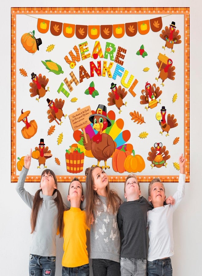 80UncleKimby Thanksgiving Fall Bulletin Board Decorations - Turkey and Pumpkin “We are Thankful” Paper Cutouts Set for School, Classroom, Autumn Wall Door - Image 3