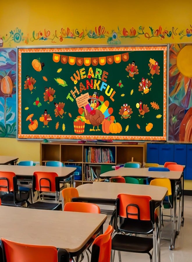 80UncleKimby Thanksgiving Fall Bulletin Board Decorations - Turkey and Pumpkin “We are Thankful” Paper Cutouts Set for School, Classroom, Autumn Wall Door - Image 5