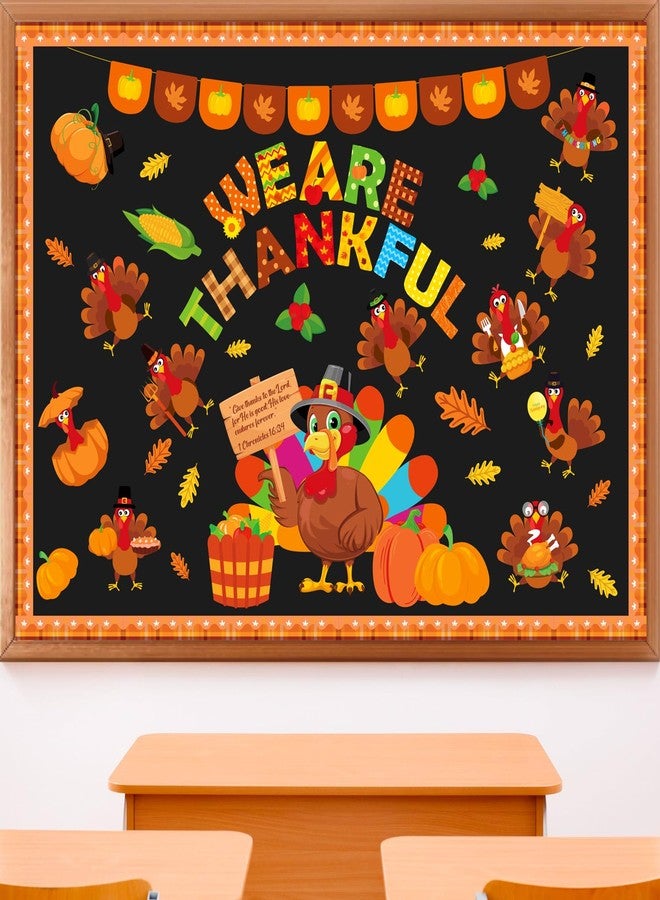 80UncleKimby Thanksgiving Fall Bulletin Board Decorations - Turkey and Pumpkin “We are Thankful” Paper Cutouts Set for School, Classroom, Autumn Wall Door - Image 1