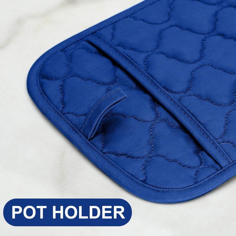 BSKSSK Oven Mitts Pot Holders Sets/Kitchen Towels and Dishcloths  Oven Gloves Kitchen Dish Towels 500 Degree Heat Resistant Potholders with Non-Slip Silicone Surface for Cooking  Grilling  Baking-Royal Blue - Image 4