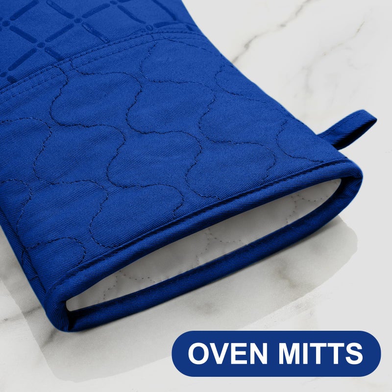 BSKSSK Oven Mitts Pot Holders Sets/Kitchen Towels and Dishcloths  Oven Gloves Kitchen Dish Towels 500 Degree Heat Resistant Potholders with Non-Slip Silicone Surface for Cooking  Grilling  Baking-Royal Blue - Image 3