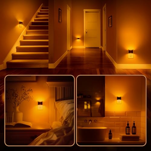 DORESshop LED Night Light[2 Pack], Night Lights Plug into Wall, 3 Level Brightness Adjustable Plug in Night Light, Dusk to Dawn Sensor, Nightlights for Adults, Bedroom, Bathroom, Hallway, Amber - Image 3