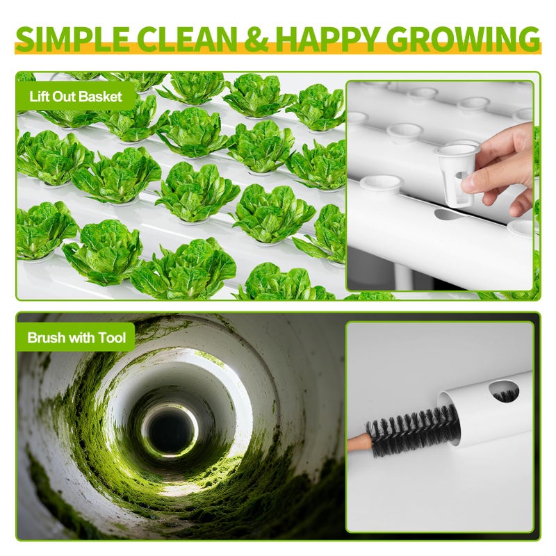 SPECILITE Hydroponics Growing System with Wheels, 3-Tier 108 Plant Sites Food-Grade PVC-U Pipes Gardening kit for Leafy Vegetables, Lettuce, Herbs, Water Pump, Indoor, Outdoor - Image 4
