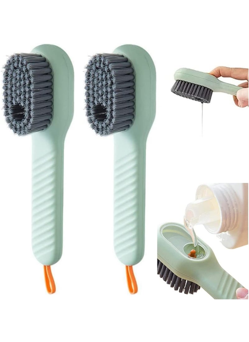 Generic 2PCS Multi-Function Hydraulic Cleaning Brush, Shoe Cleaning Brush, Laundry Brush, Scrub Brush with Soap Dispenser, Soft Laundry Clothes and Shoes Scrubbing Brush (Green)  - Image 1