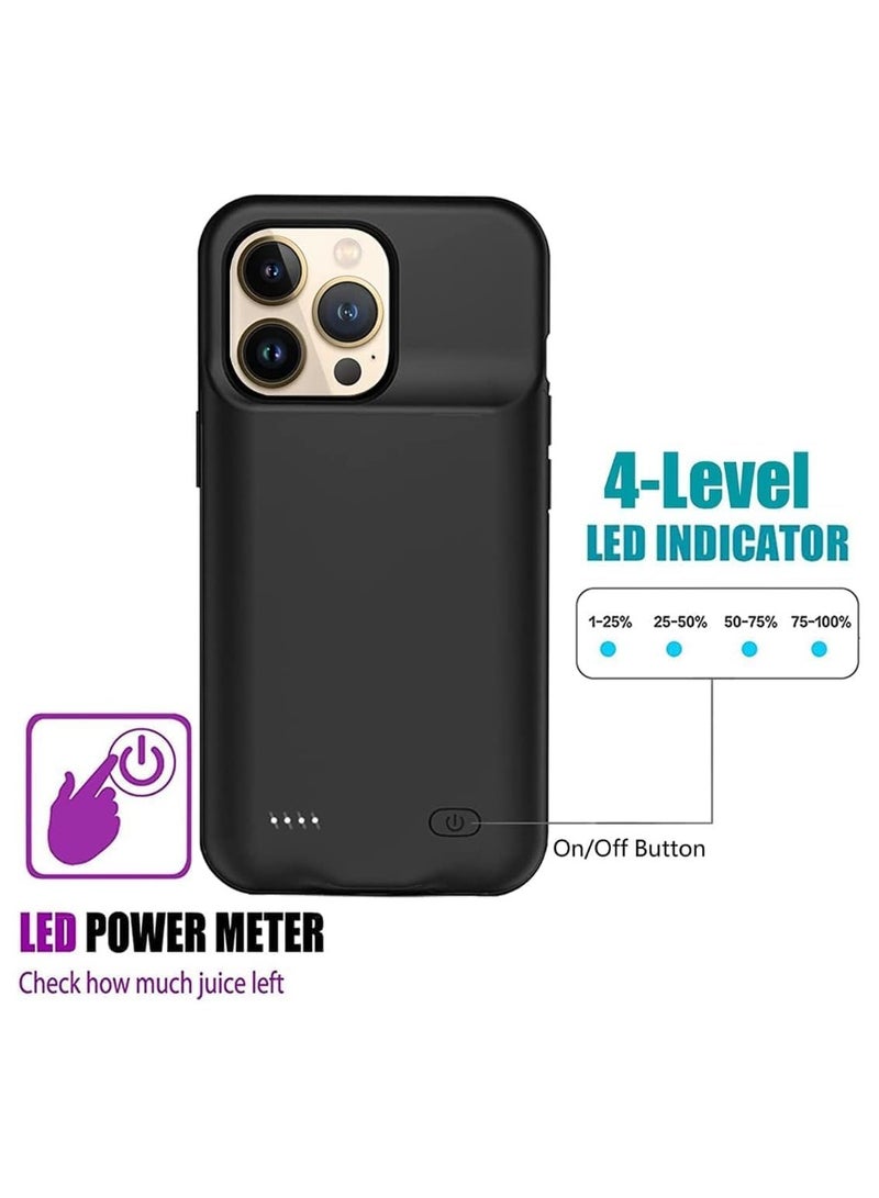 حافظة بطارية لهاتف iPhone 14 Pro Max، حافظة شحن محمولة قابلة لإعادة الشحن بسعة 4500 مللي أمبير في الساعة لهاتف iPhone 14 Pro Max (6.7 بوصة) حافظة شاحن واقية مع حزمة بطارية ممتدة (أسود) - Image 2